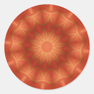Gold and Red Kaleidoscope Classic Round Sticker