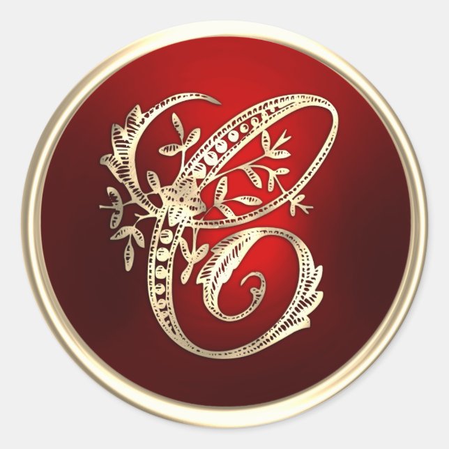 Gold and Red  Monogram C Envelope Seal (Front)