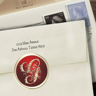 Gold and Red Monogram G Envelope Seal