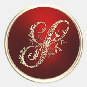 Gold and Red Monogram S Envelope Seal
