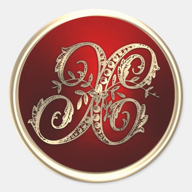 Gold and Red Monogram X Envelope Seal (Front)