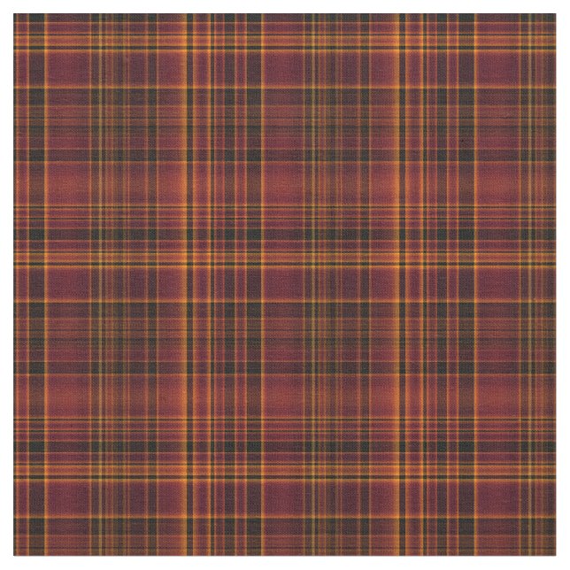 Gold and Red Plaid Fabric Fall Colours Pattern (Close Up)