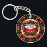 Gold and Red Poker Chip Design - Personalize Keychain<br><div class="desc">Gold, Red and Black Poker Chip Design keychain ready for you to personalize. ⭐This Product is 100% Customizable. *****Click on CUSTOMIZE BUTTON to add, delete, move, resize, changed around, rotate, etc... any of the graphics or text or use the fill in boxes. 99% of my designs in my store are...</div>