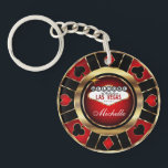 Gold and Red Poker Chip Design - Personalize Keychain<br><div class="desc">Gold, Red and Black Poker Chip Design keychain ready for you to personalize. ⭐This Product is 100% Customizable. *****Click on CUSTOMIZE BUTTON to add, delete, move, resize, changed around, rotate, etc... any of the graphics or text or use the fill in boxes. 99% of my designs in my store are...</div>