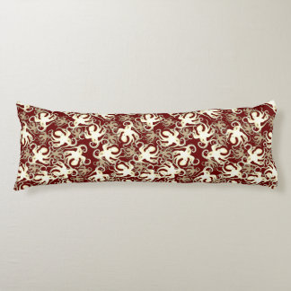 Gold And Red Repeating Motif | Octopus Pattern Body Pillow