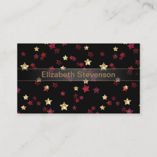 Gold and red stars . business card