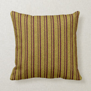 Gold and red striped pattern throw pillow
