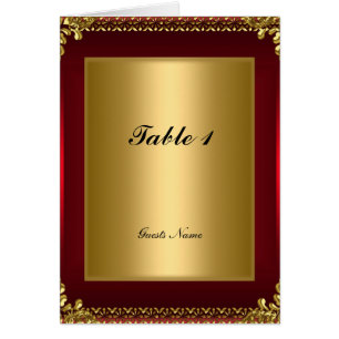 Gold and Red Table Placement Card and Menu