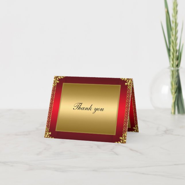 Gold and Red Thank you Card Add your own text (Front)