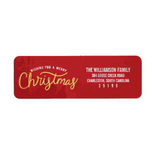 Gold and Red Wishing A Merry Christmas Holiday