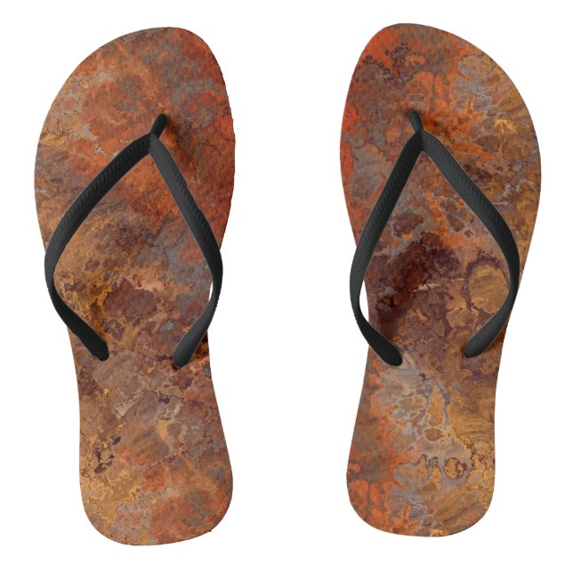 Gold and Rust Marble Abstract Flip Flops (Footbed)