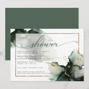 Gold and Sage Green Watercolor  Invitation