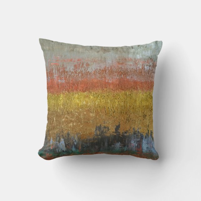 Gold and Silver Abstract Throw Pillow (Front)