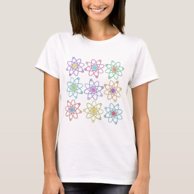 Gold and Silver Atomic Structure Pattern Science T-Shirt (Front)