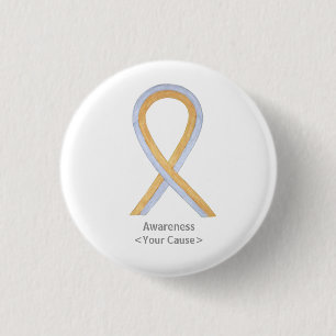 Gold and Silver Awareness Ribbon Custom Button Pin