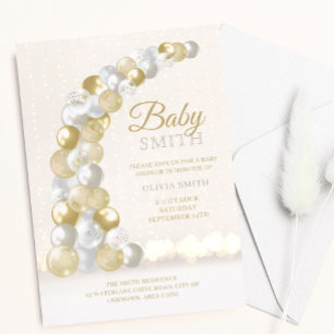 Gold and Silver Balloon Arch Baby Shower Invitation