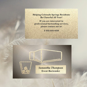 Gold and Silver Bartender Event Business Card