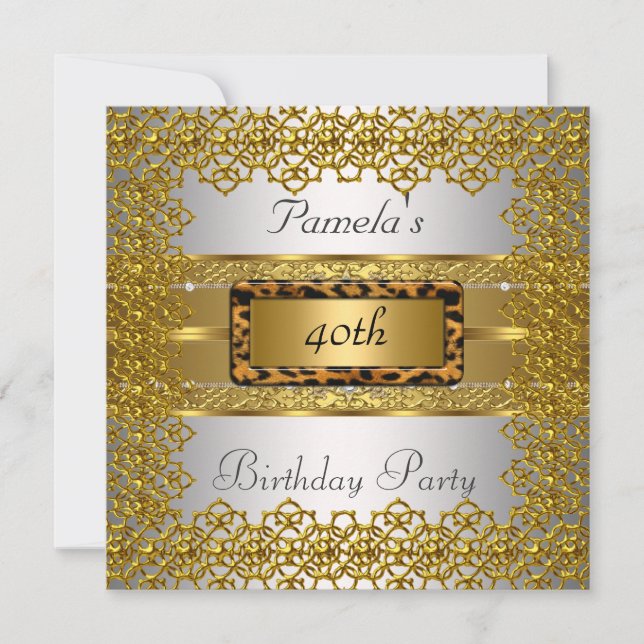 Gold and Silver Birthday Party Invitation (Front)