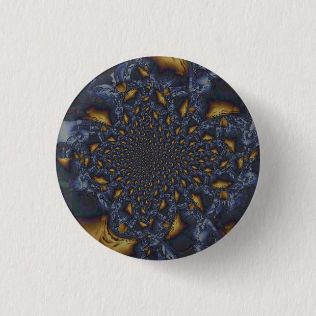 Gold and Silver Blue Molten Metal 1 Inch Round Button (Front)