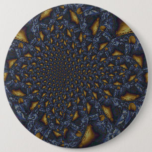 Gold and Silver Blue Molten Metal 6 Inch Round Button