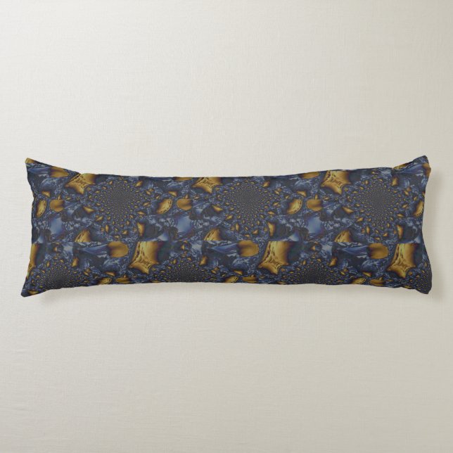 Gold and Silver Blue Molten Metal Body Pillow (Front)