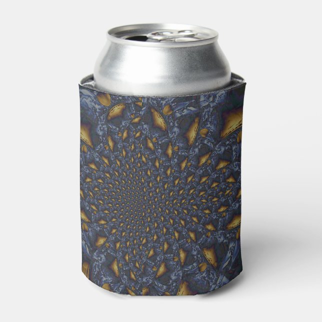 Gold and Silver Blue Molten Metal Can Cooler (Can Front)