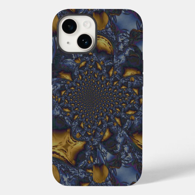 Gold and Silver Blue Molten Metal Case-Mate iPhone Case (Back)