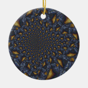 Gold and Silver Blue Molten Metal Ceramic Ornament