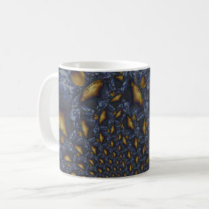 Gold and Silver Blue Molten Metal Coffee Mug