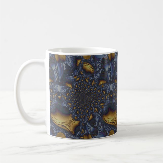 Gold and Silver Blue Molten Metal Coffee Mug (Left)