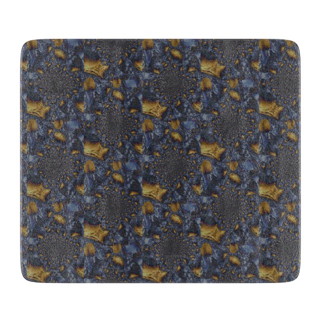 Gold and Silver Blue Molten Metal Cutting Board (Front)