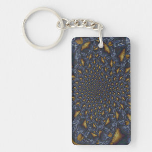 Gold and Silver Blue Molten Metal Keychain