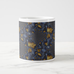 Gold and Silver Blue Molten Metal Large Coffee Mug