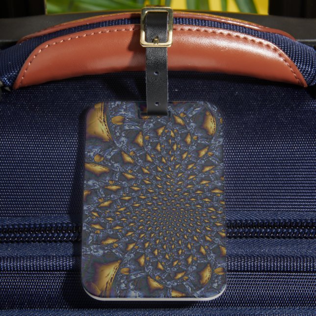 Gold and Silver Blue Molten Metal Luggage Tag (Front Insitu 2)
