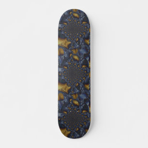 Gold and Silver Blue Molten Metal Skateboard
