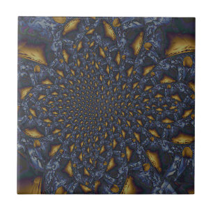 Gold and Silver Blue Molten Metal Tile