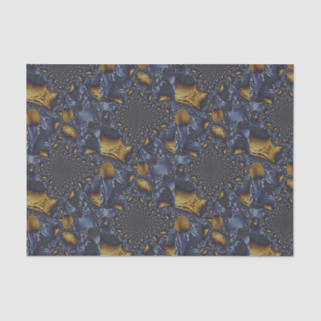 Gold and Silver Blue Molten Metal Tissue Paper (Front)
