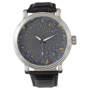 Gold and Silver Blue Molten Metal Watch