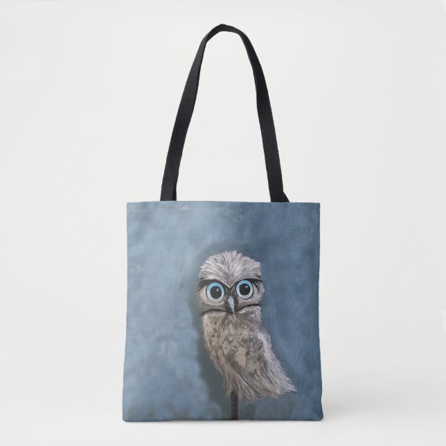Gold and Silver Burrowing Owl Decor Tote Bag (Front)
