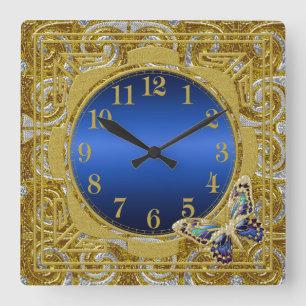 Gold and Silver Butterfly Wall Clock