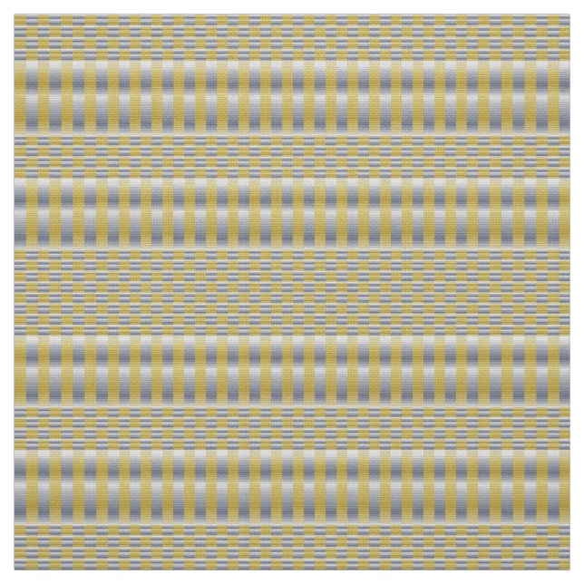 Gold and Silver (Checkers and Stripes) Fabric (Swatch)