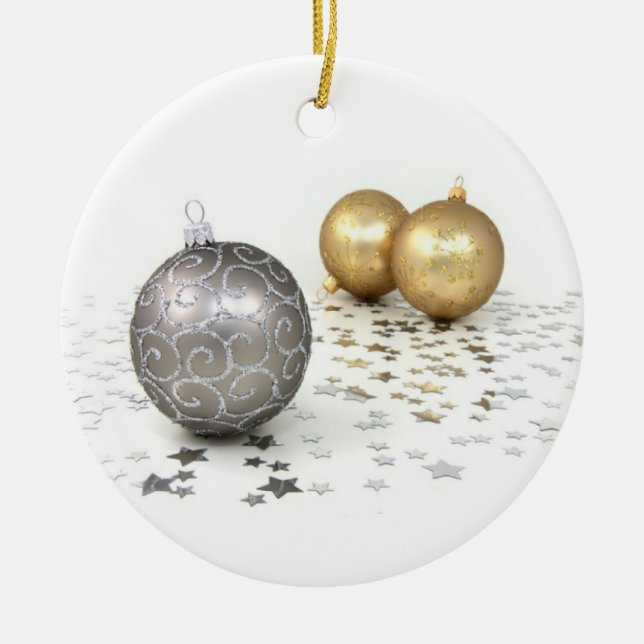 Gold and Silver Christmas Ornaments and Stars (Front)