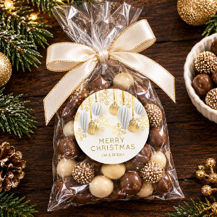 Gold and Silver Christmas Ornaments Classic Round Sticker