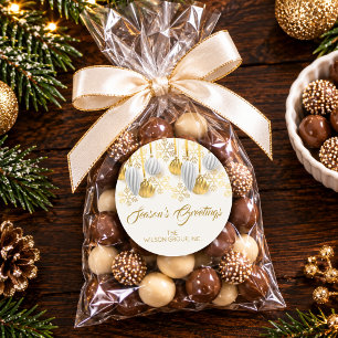 Gold and Silver Christmas Ornaments Classic Round Sticker