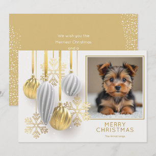 Gold and Silver Christmas Ornaments Photo Holiday Card