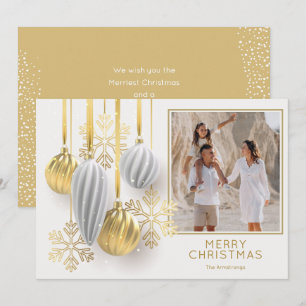 Gold and Silver Christmas Ornaments Photo Holiday Card