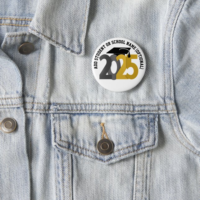 Gold and Silver Class of 2025 Graduation 2 Inch Round Button (In Situ)