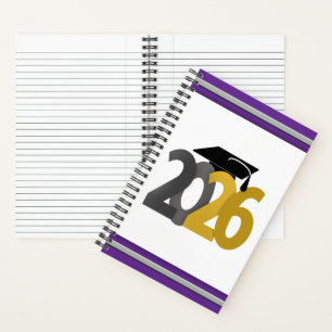 Gold and Silver Class of 2026 Graduation Notebook