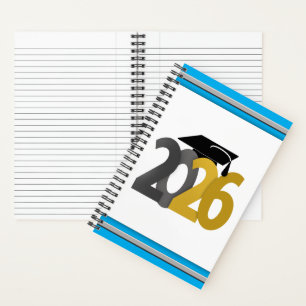 Gold and Silver Class of 2026 Graduation Notebook