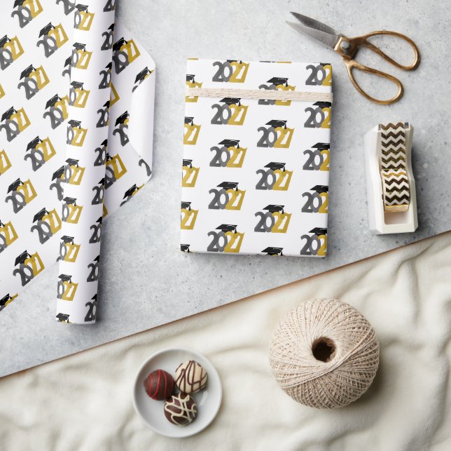 Gold and Silver Class of 2027 Graduation Wrapping Paper (Crafts)